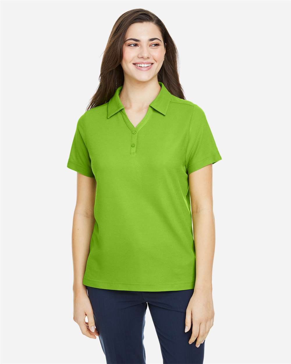 Women's Fusion ChromaSoft™ Pique Polo - OnModelFront - B280A7172 - Acid Green