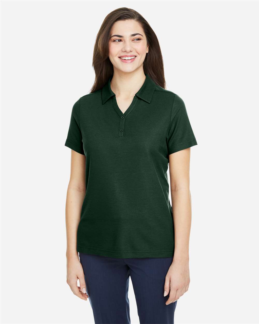 Women's Fusion ChromaSoft™ Pique Polo - OnModelFront - B280A7542 - Forest