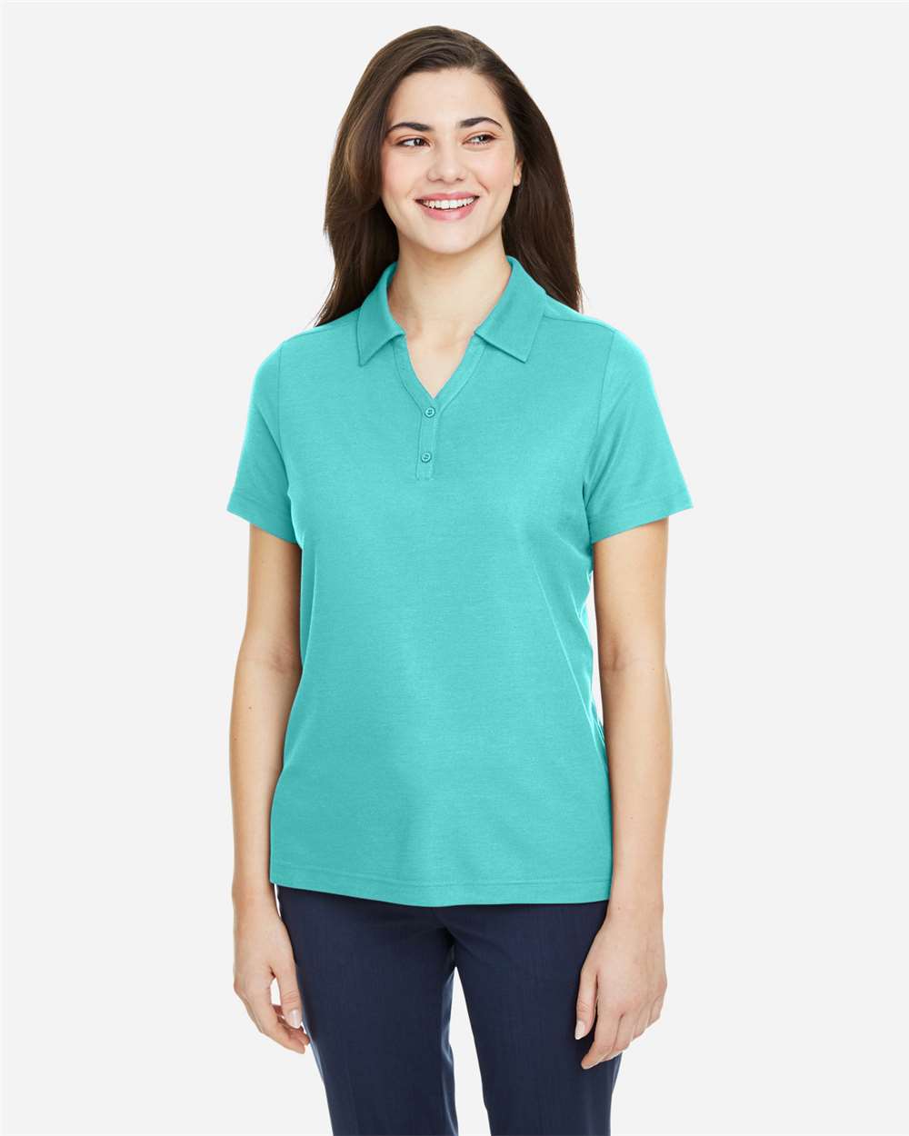 Women's Fusion ChromaSoft™ Pique Polo - OnModelFront - B280A7592 - Sea Glass