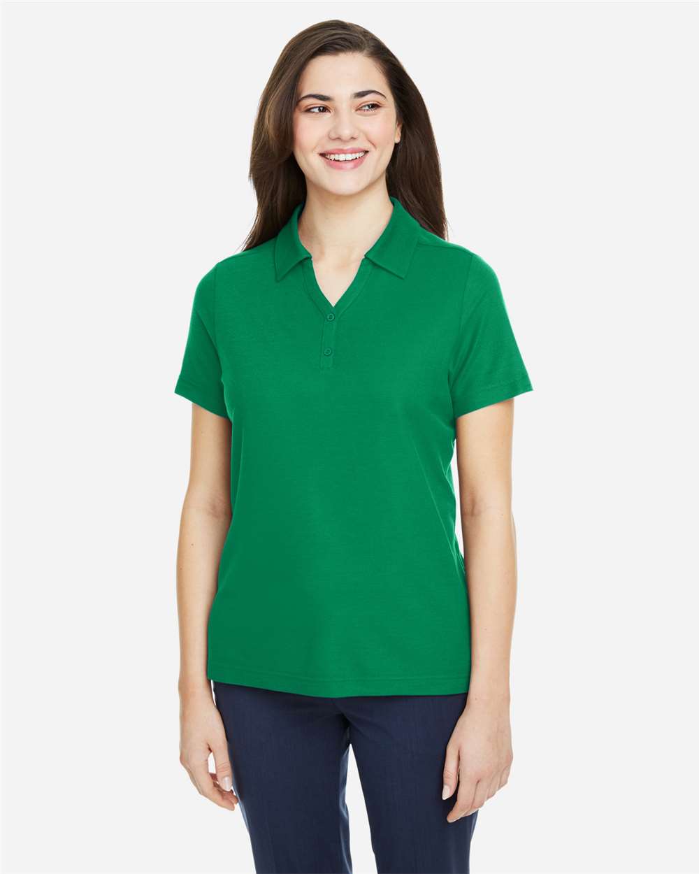 Women's Fusion ChromaSoft™ Pique Polo - OnModelFront - B280A7602 - Kelly Green