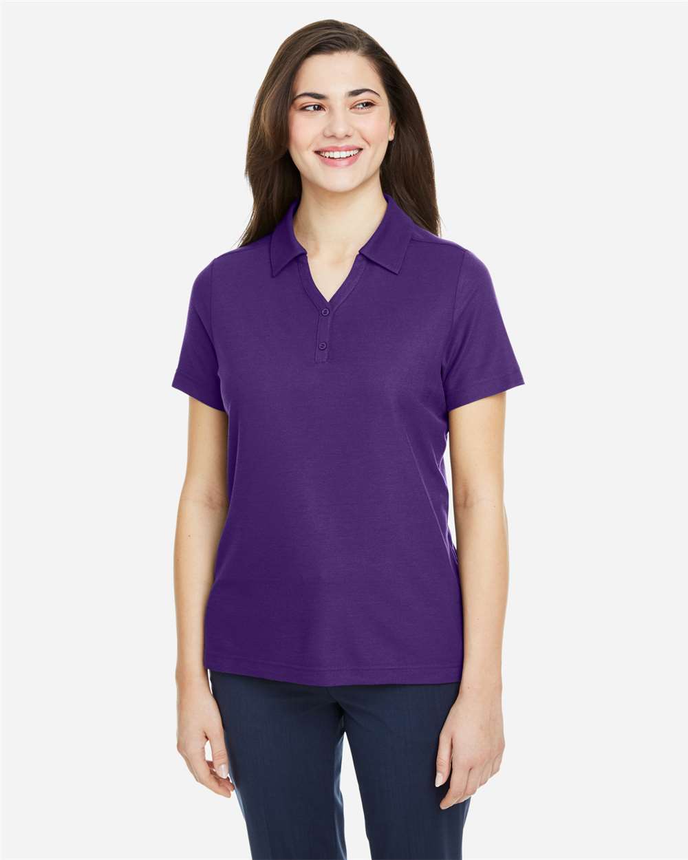 Women's Fusion ChromaSoft™ Pique Polo - OnModelFront - B280A7672 - Campus Purple