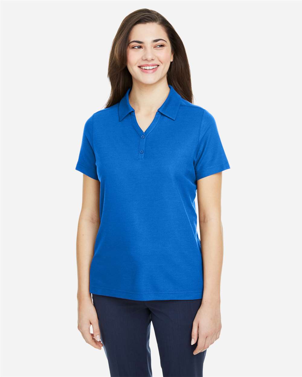 Women's Fusion ChromaSoft™ Pique Polo - OnModelFront - B280A7752 - True Royal