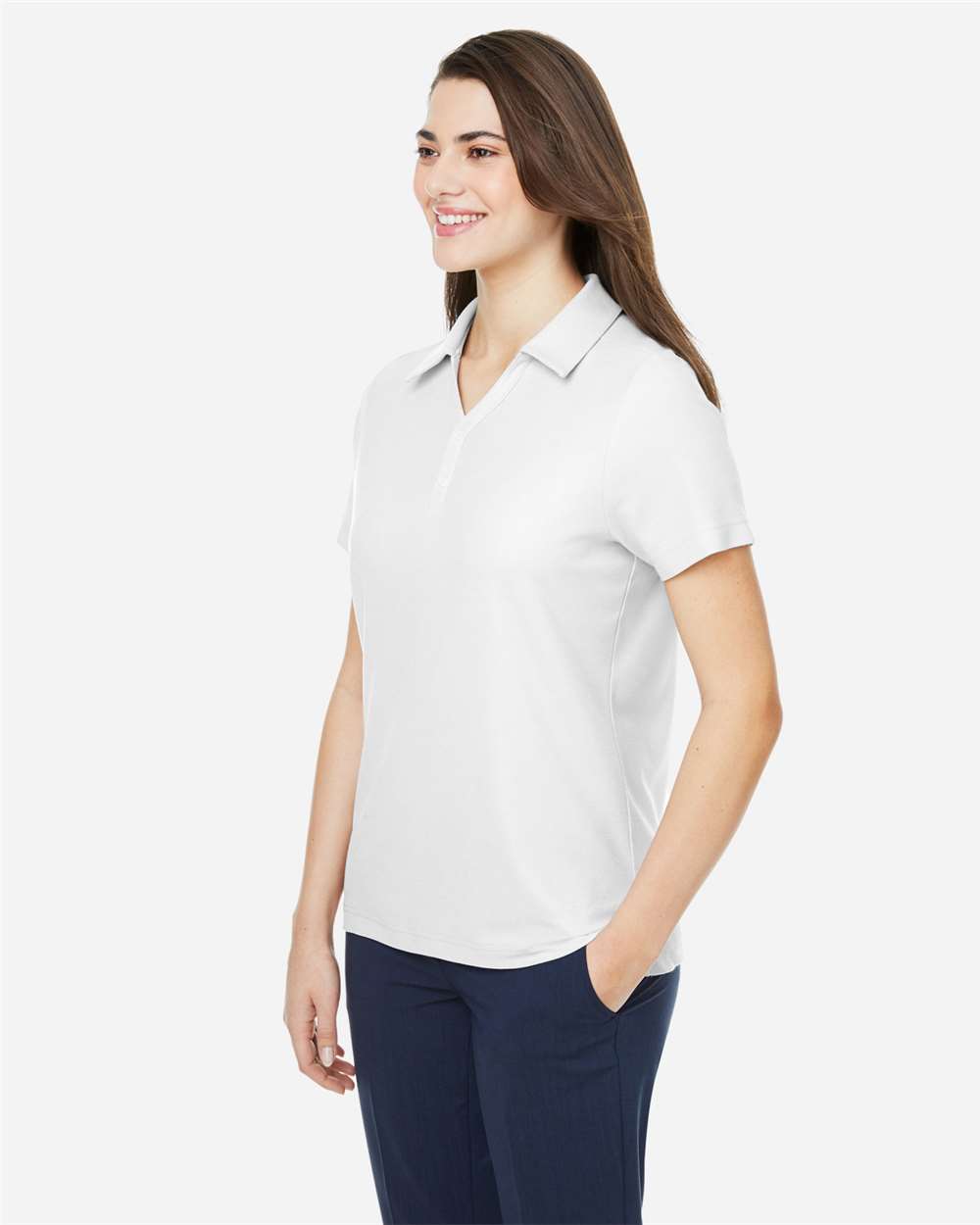 Women's Fusion ChromaSoft™ Pique Polo - OnModelSide - B280A7002 - White