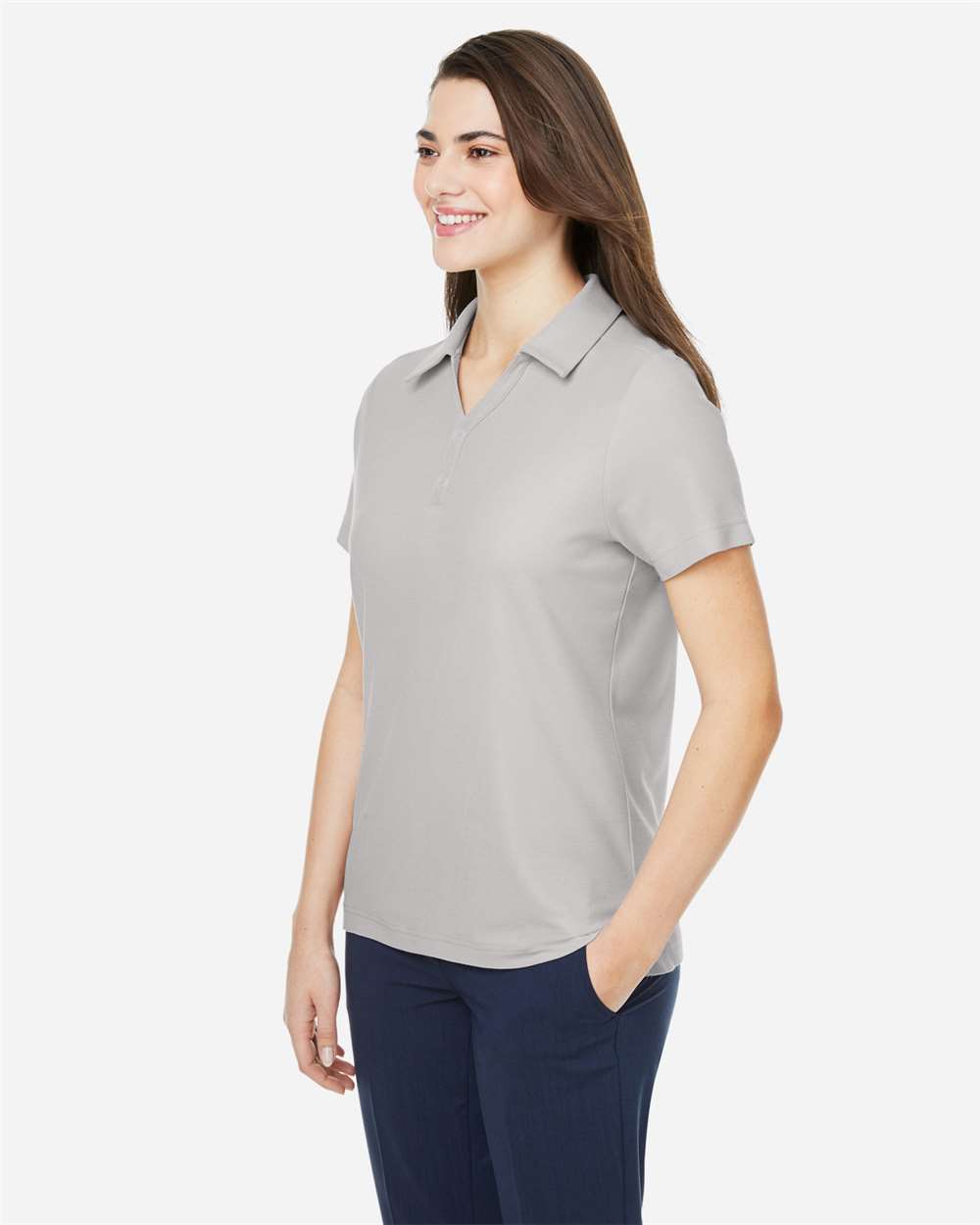Women's Fusion ChromaSoft™ Pique Polo - OnModelSide - B280A7352 - Platinum