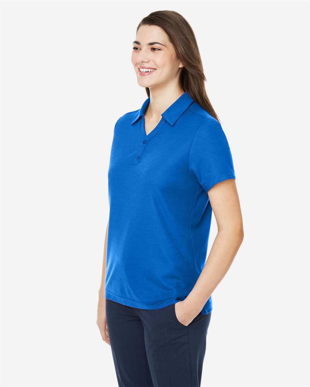 Women's Fusion ChromaSoft™ Pique Polo - OnModelSide - B280A7752 - True Royal