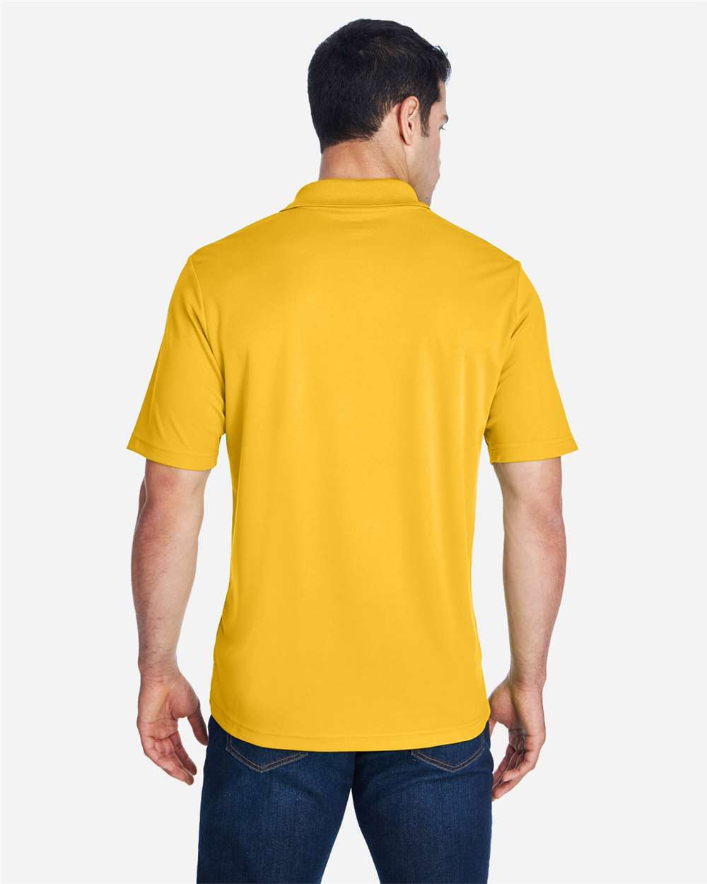 Men's Origin Performance Piqué Polo - OnModelBack - B221A7122 - Campus Gold