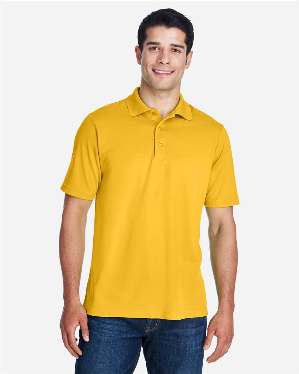 Men's Origin Performance Piqué Polo - OnModelFront - B221A7122 - Campus Gold