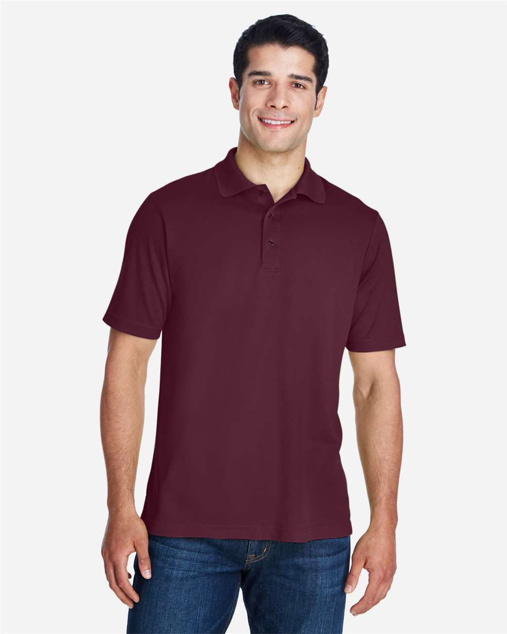 Men's Origin Performance Piqué Polo - OnModelFront - B221A7532 - Burgundy