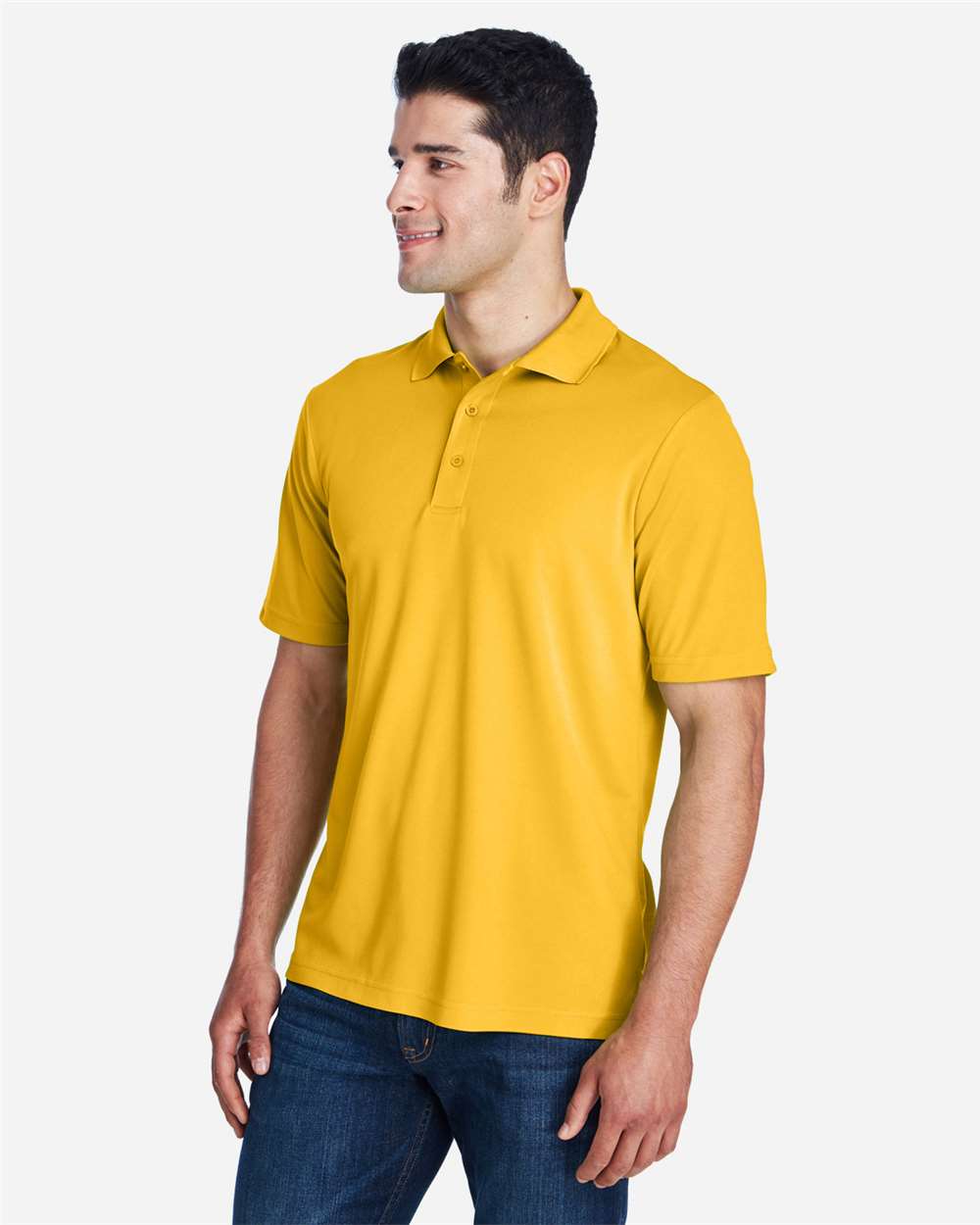 Men's Origin Performance Piqué Polo - OnModelSide - B221A7122 - Campus Gold