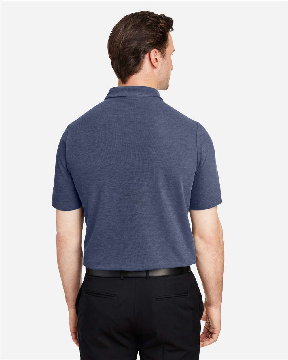 Men's Fusion ChromaSoft™ Pique Polo - OnModelBack - B275A7113 - Classic Navy Heather