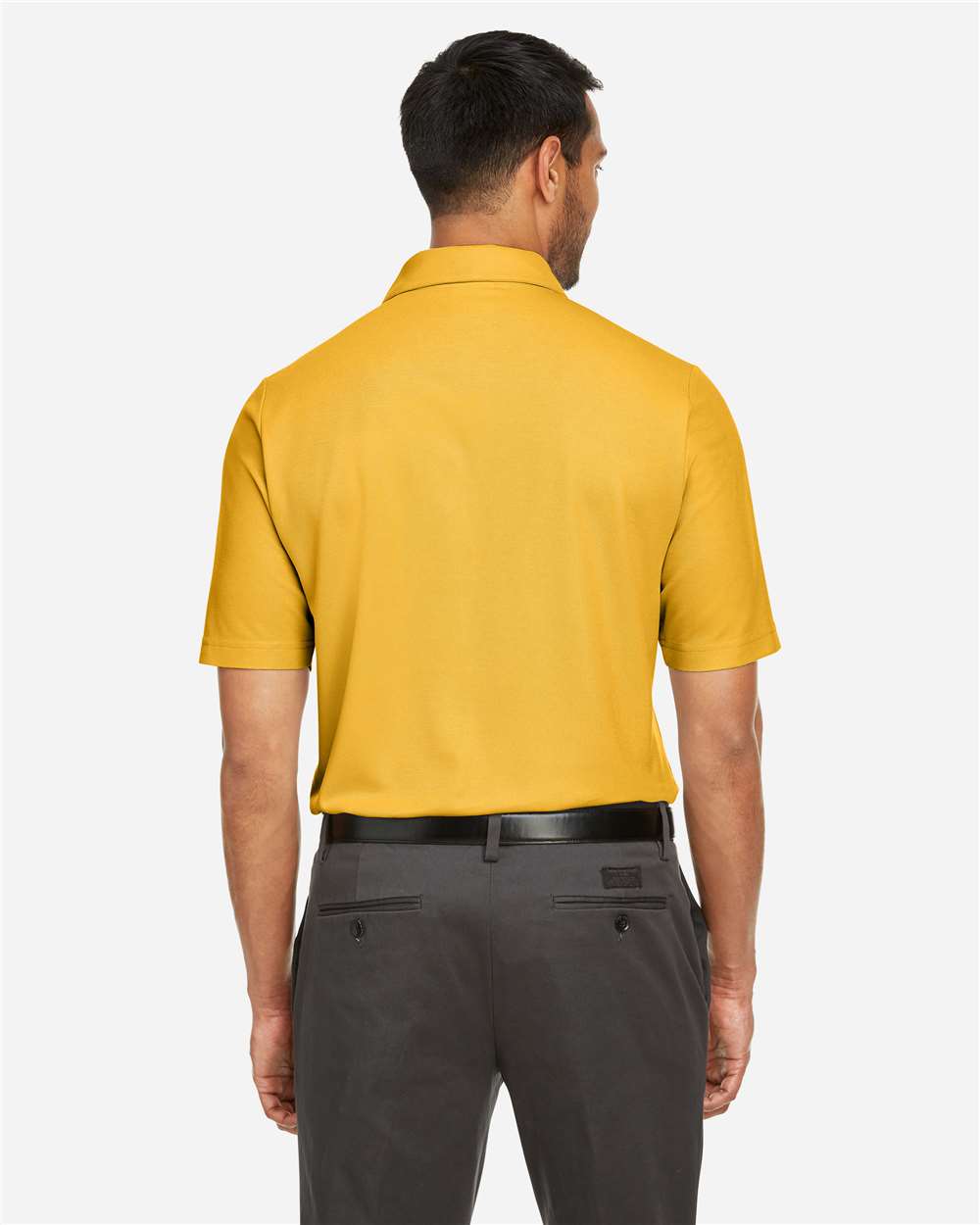Men's Fusion ChromaSoft™ Pique Polo - OnModelBack - B275A7123 - Campus Gold