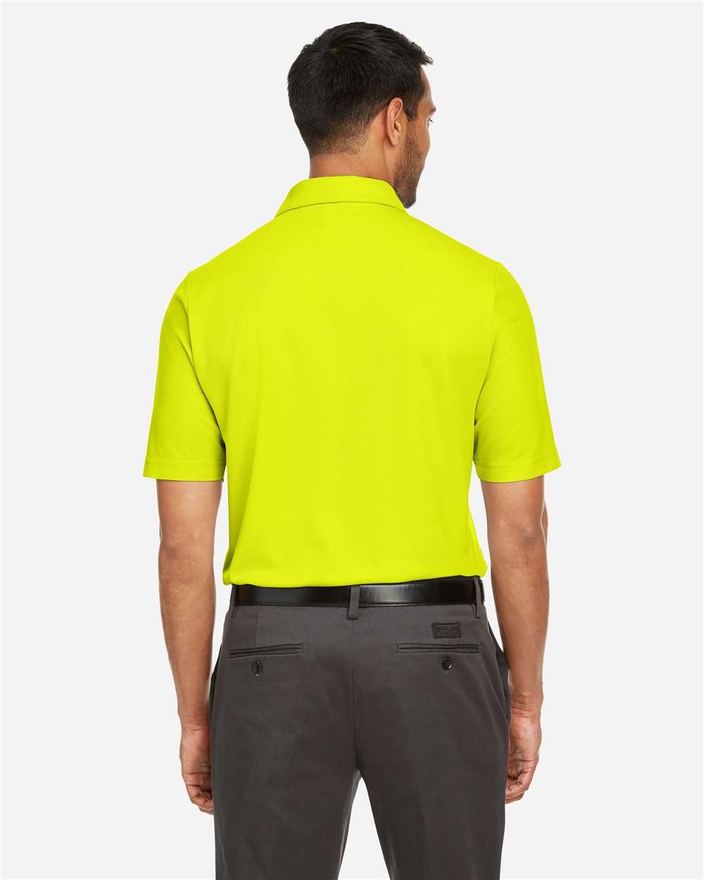 Men's Fusion ChromaSoft™ Pique Polo - OnModelBack - B275A7163 - Safety Yellow