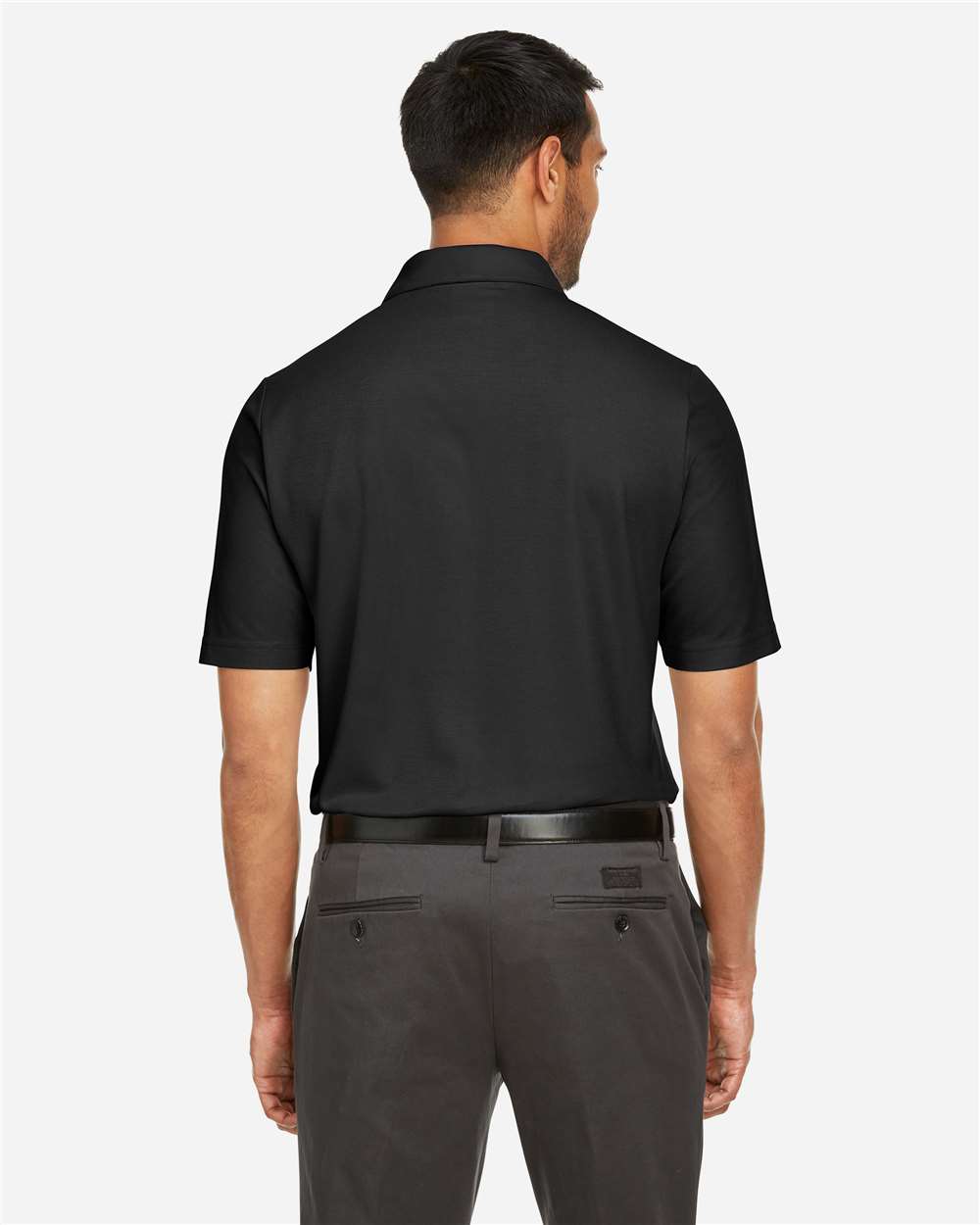 Men's Fusion ChromaSoft™ Pique Polo - OnModelBack - B275A7503 - Black
