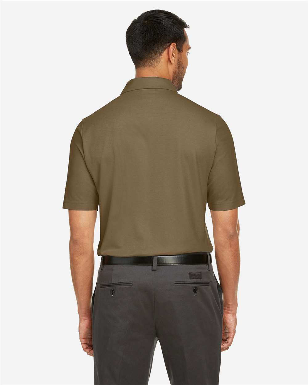 Men's Fusion ChromaSoft™ Pique Polo - OnModelBack - B275A7553 - Coyote Brown