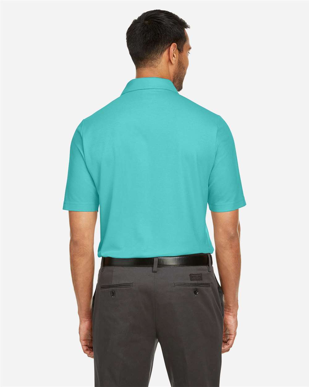 Men's Fusion ChromaSoft™ Pique Polo - OnModelBack - B275A7593 - Sea Glass