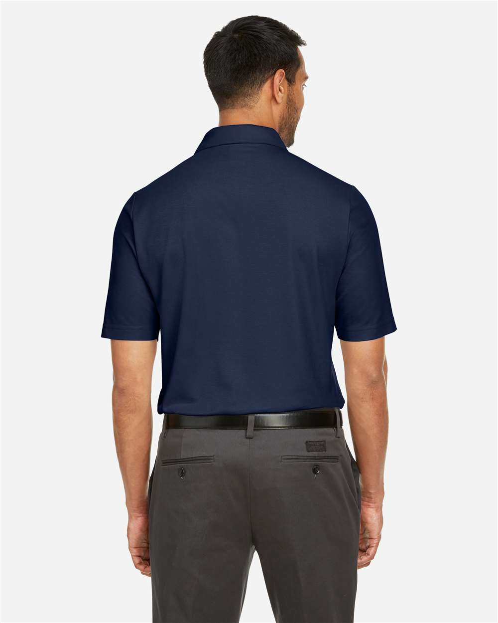 Men's Fusion ChromaSoft™ Pique Polo - OnModelBack - B275A7653 - Classic Navy