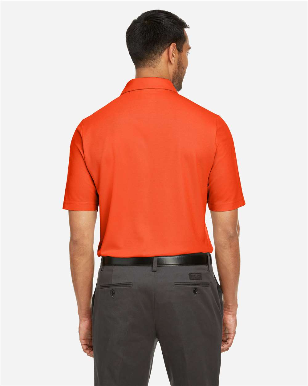 Men's Fusion ChromaSoft™ Pique Polo - OnModelBack - B275A7663 - Campus Orange
