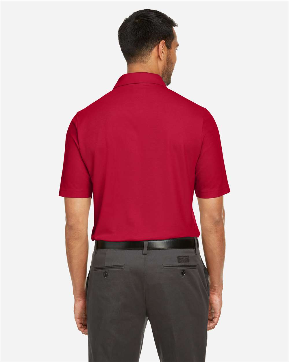 Men's Fusion ChromaSoft™ Pique Polo - OnModelBack - B275A7703 - Classic Red
