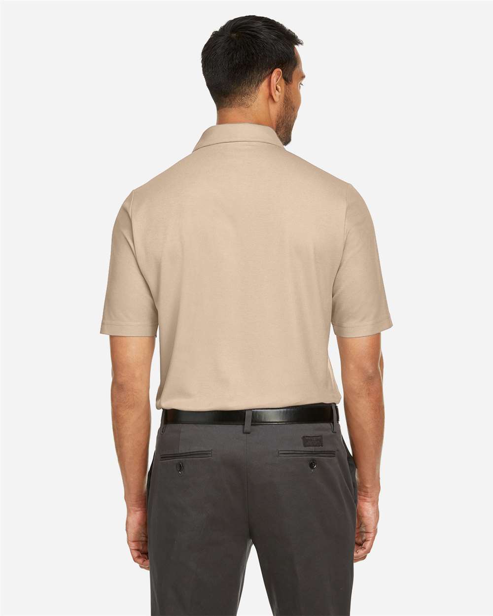 Men's Fusion ChromaSoft™ Pique Polo - OnModelBack - B275A7733 - Stone
