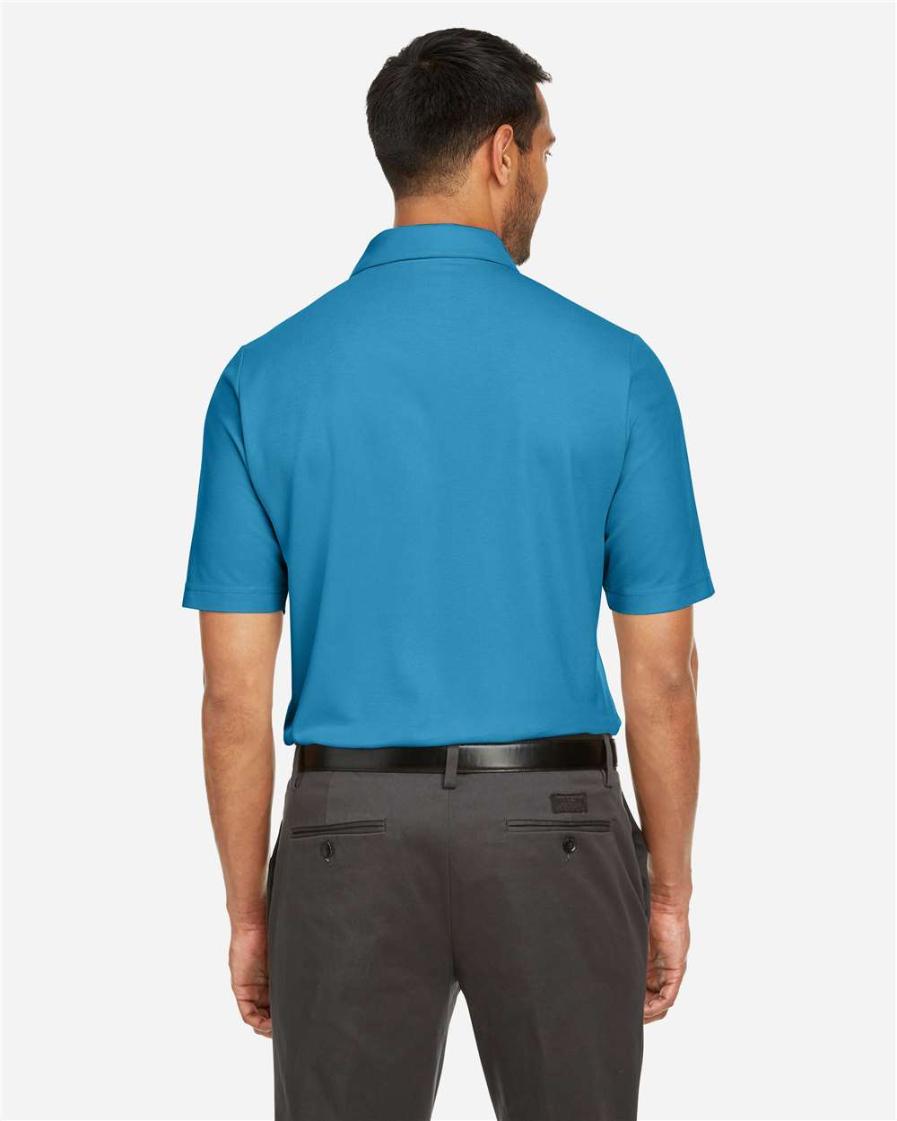 Men's Fusion ChromaSoft™ Pique Polo - OnModelBack - B275A7763 - Electric Blue