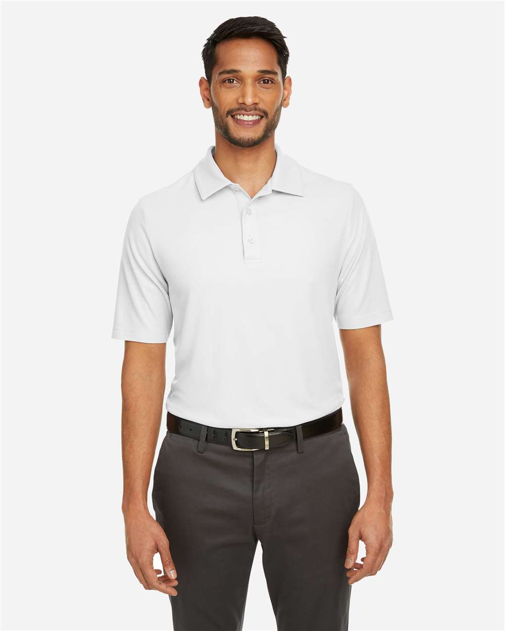 Men's Fusion ChromaSoft™ Pique Polo - OnModelFront - B275A7003 - White