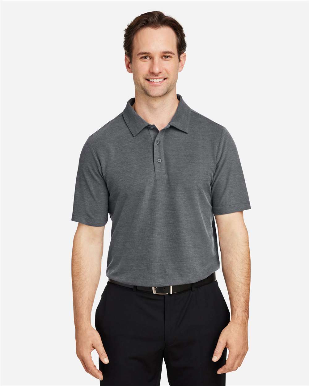 Men's Fusion ChromaSoft™ Pique Polo - OnModelFront - B275A7103 - Carbon Heather