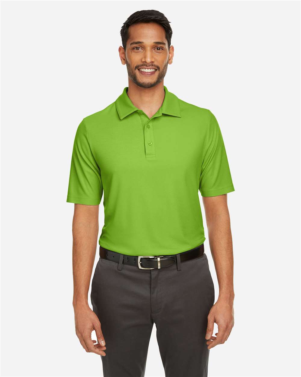 Men's Fusion ChromaSoft™ Pique Polo - OnModelFront - B275A7173 - Acid Green