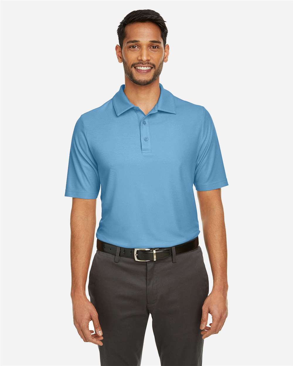 Men's Fusion ChromaSoft™ Pique Polo - OnModelFront - B275A7263 - Columbia Blue