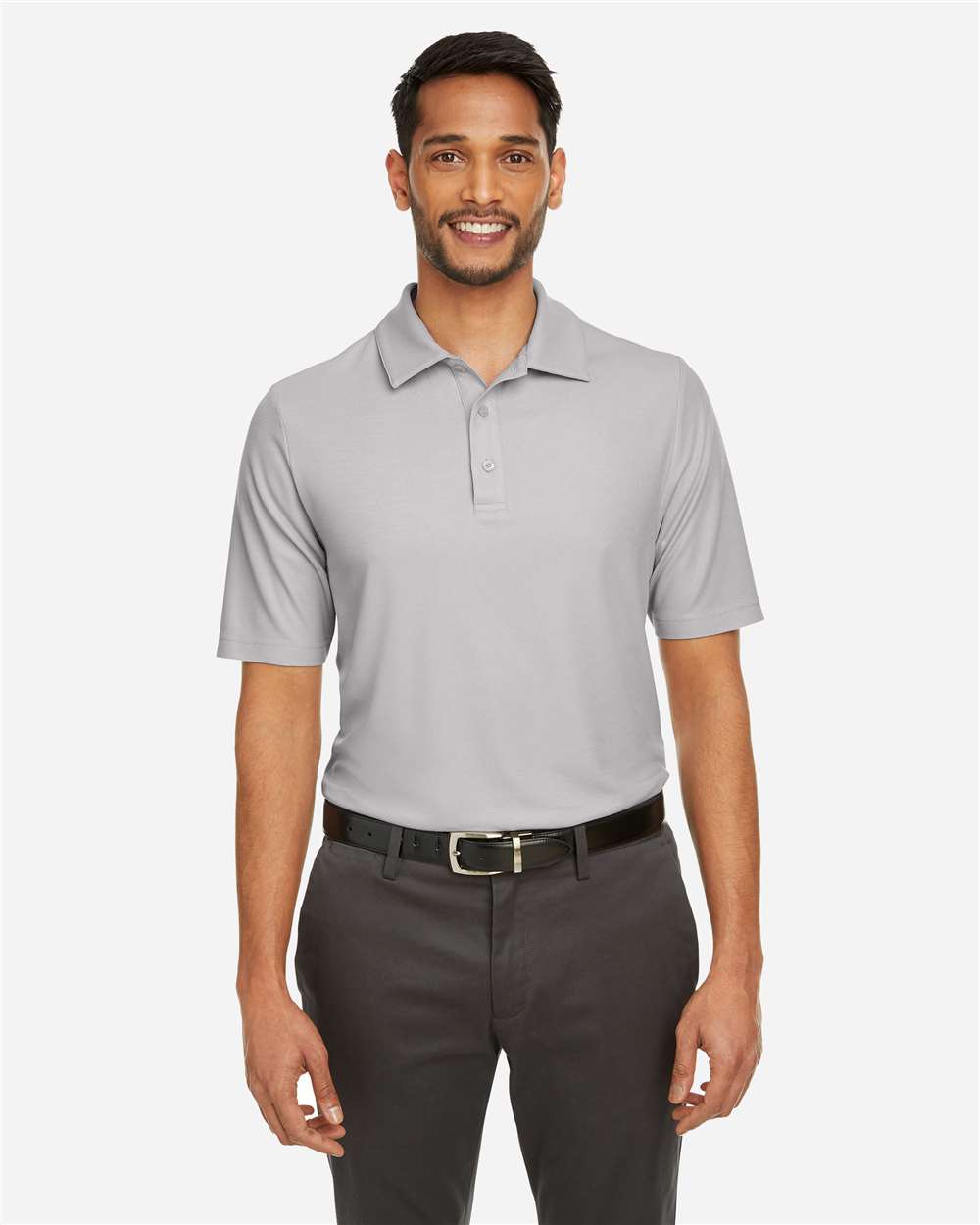 Men's Fusion ChromaSoft™ Pique Polo - OnModelFront - B275A7353 - Platinum