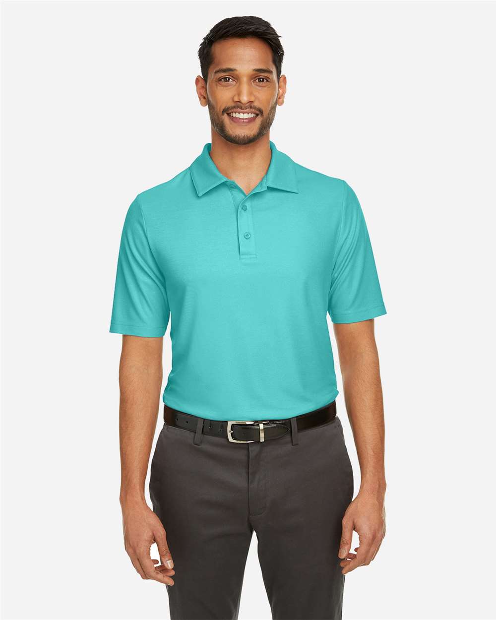 Men's Fusion ChromaSoft™ Pique Polo - OnModelFront - B275A7593 - Sea Glass