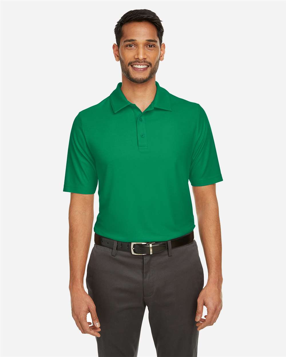 Men's Fusion ChromaSoft™ Pique Polo - OnModelFront - B275A7603 - Kelly Green