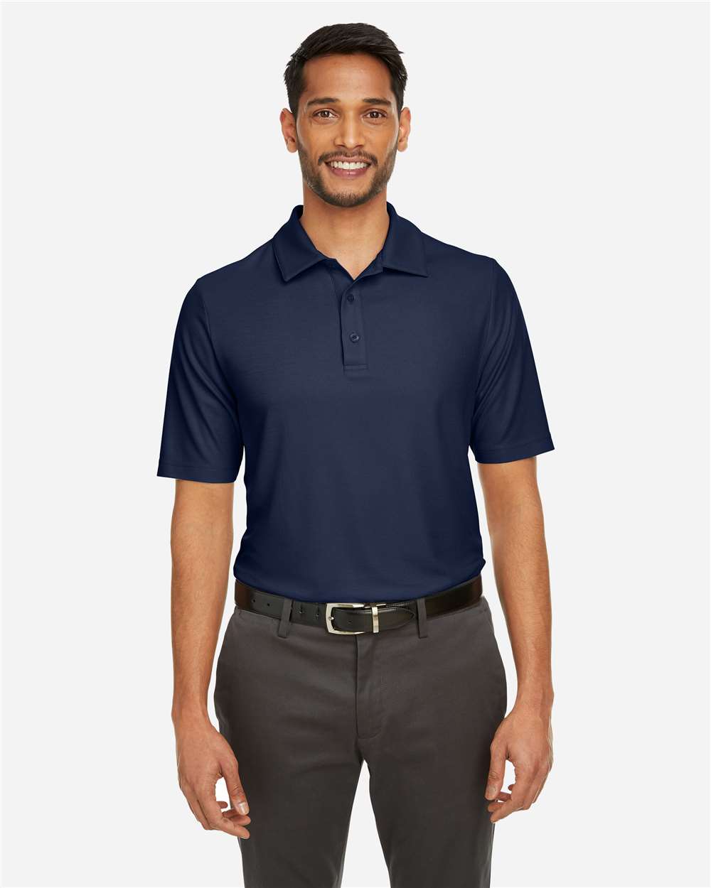 Men's Fusion ChromaSoft™ Pique Polo - OnModelFront - B275A7653 - Classic Navy