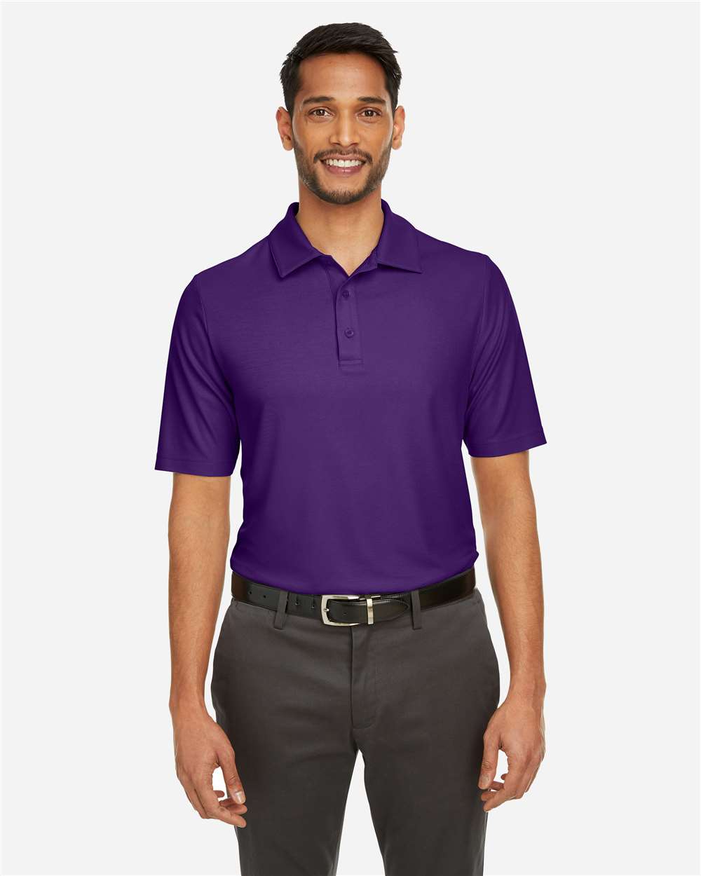 Men's Fusion ChromaSoft™ Pique Polo - OnModelFront - B275A7673 - Campus Purple