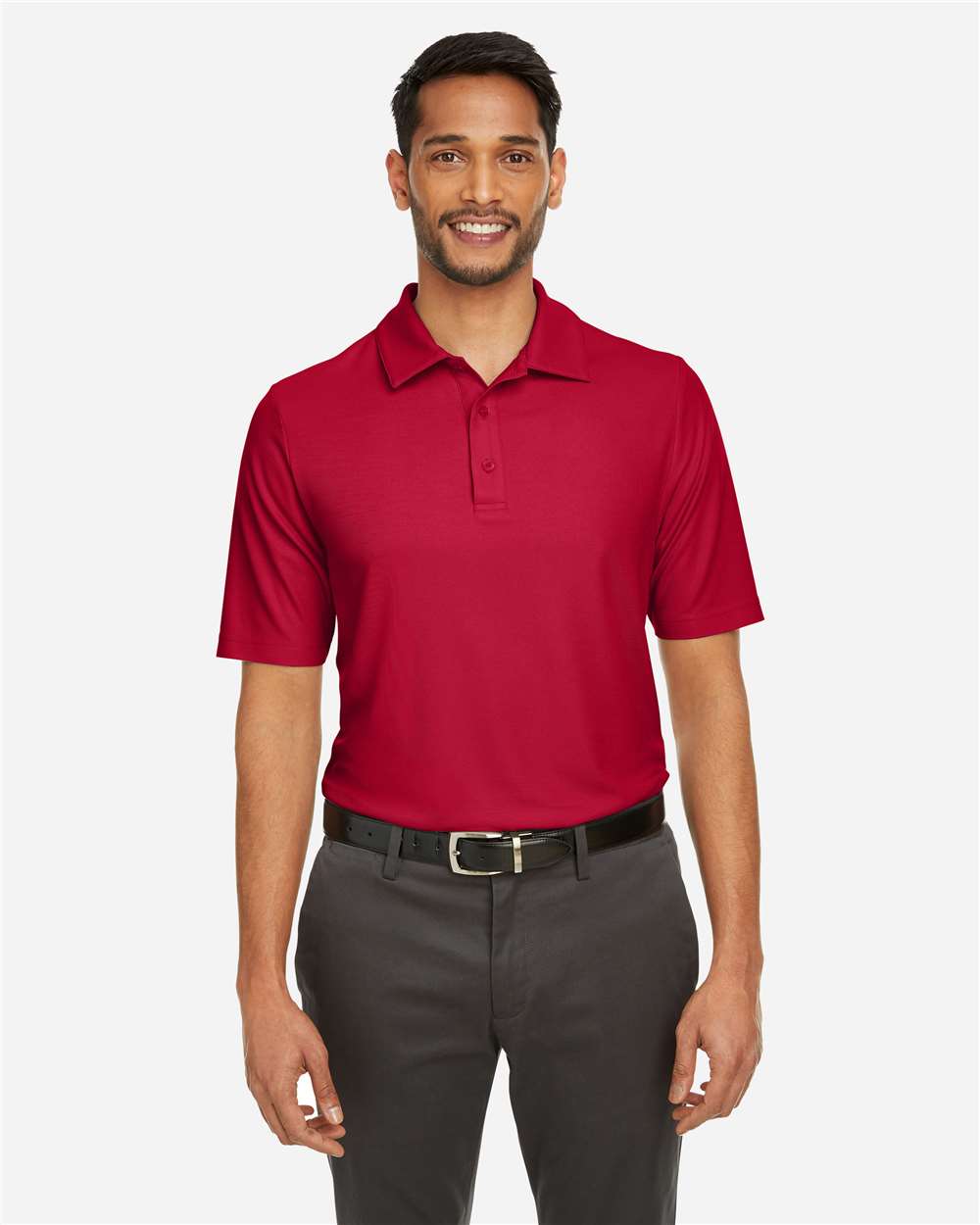 Men's Fusion ChromaSoft™ Pique Polo - OnModelFront - B275A7703 - Classic Red