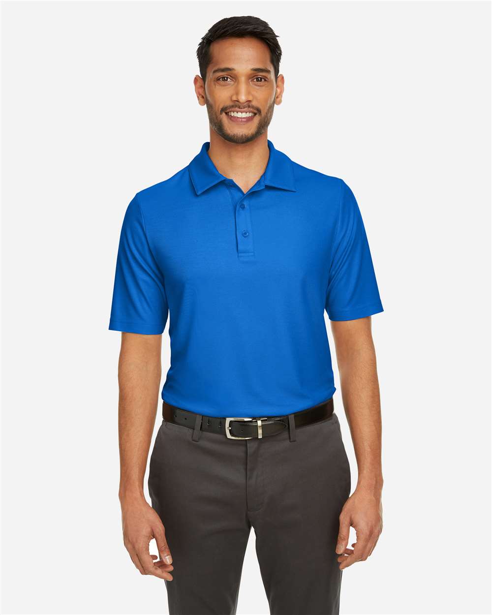 Men's Fusion ChromaSoft™ Pique Polo - OnModelFront - B275A7753 - True Royal