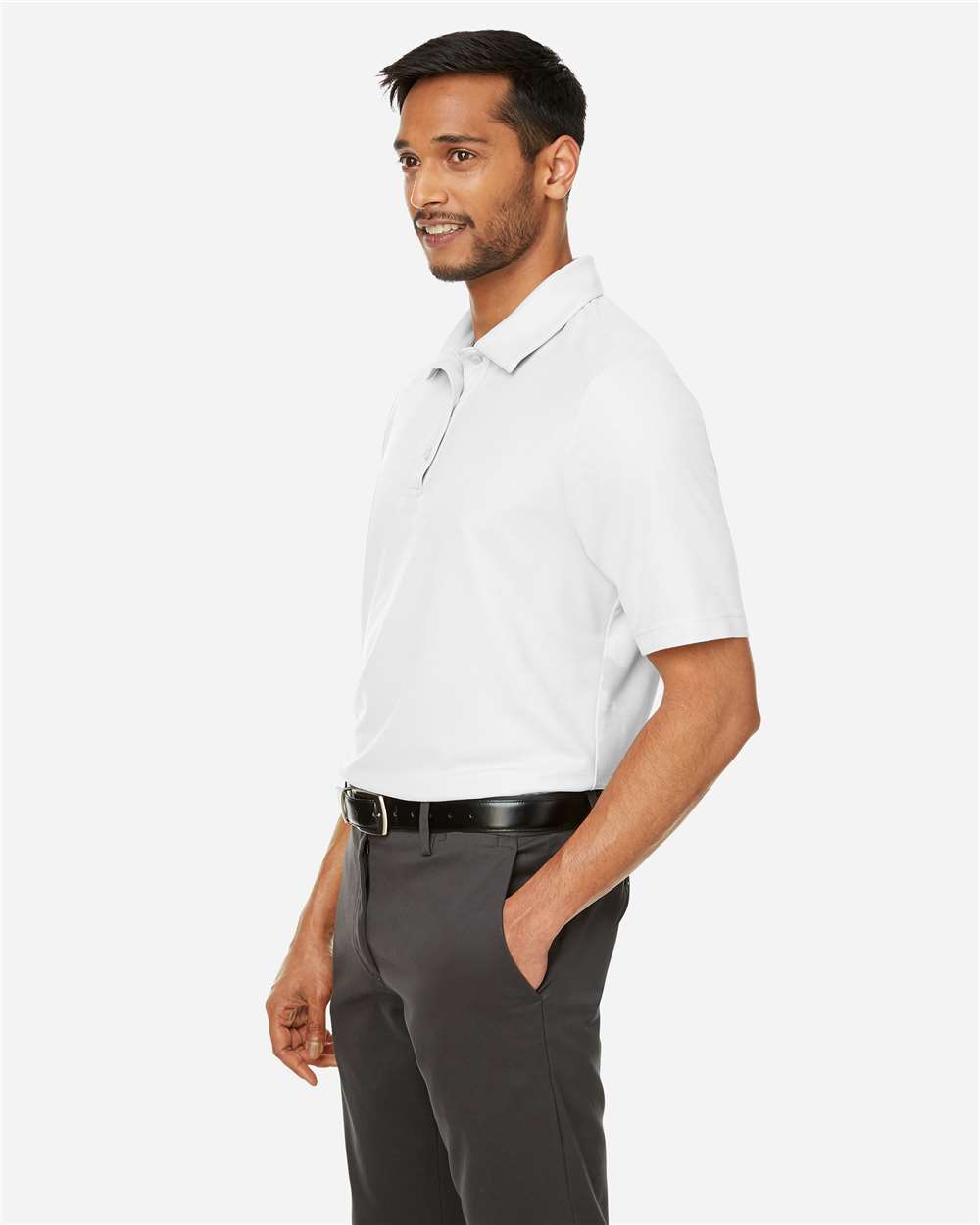 Men's Fusion ChromaSoft™ Pique Polo - OnModelSide - B275A7003 - White