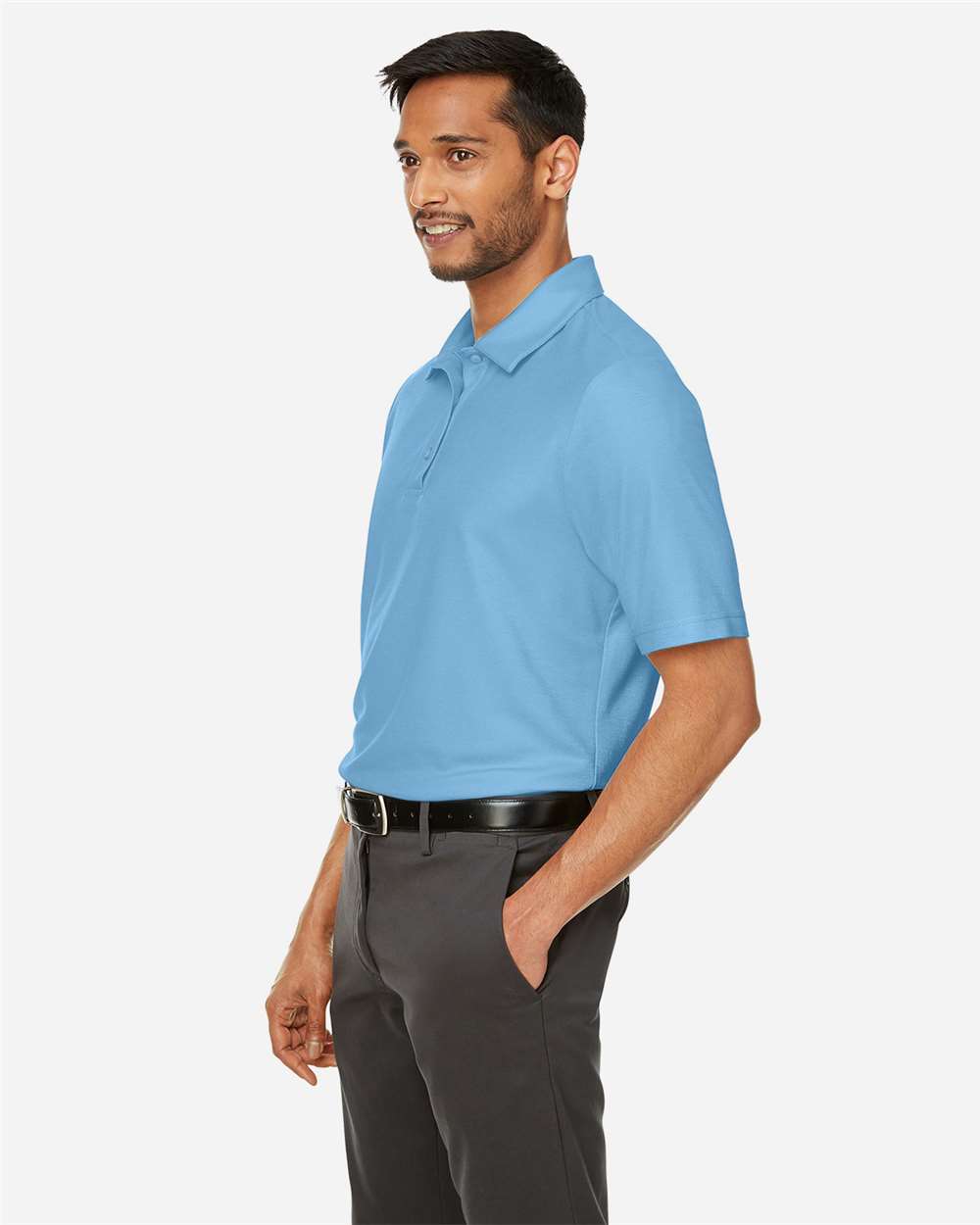 Men's Fusion ChromaSoft™ Pique Polo - OnModelSide - B275A7263 - Columbia Blue