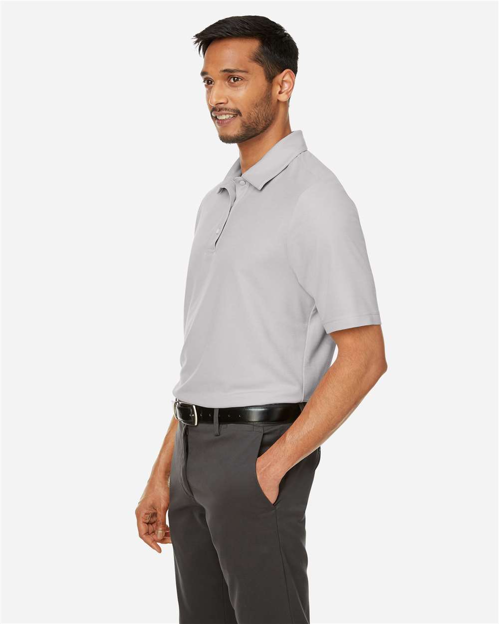 Men's Fusion ChromaSoft™ Pique Polo - OnModelSide - B275A7353 - Platinum