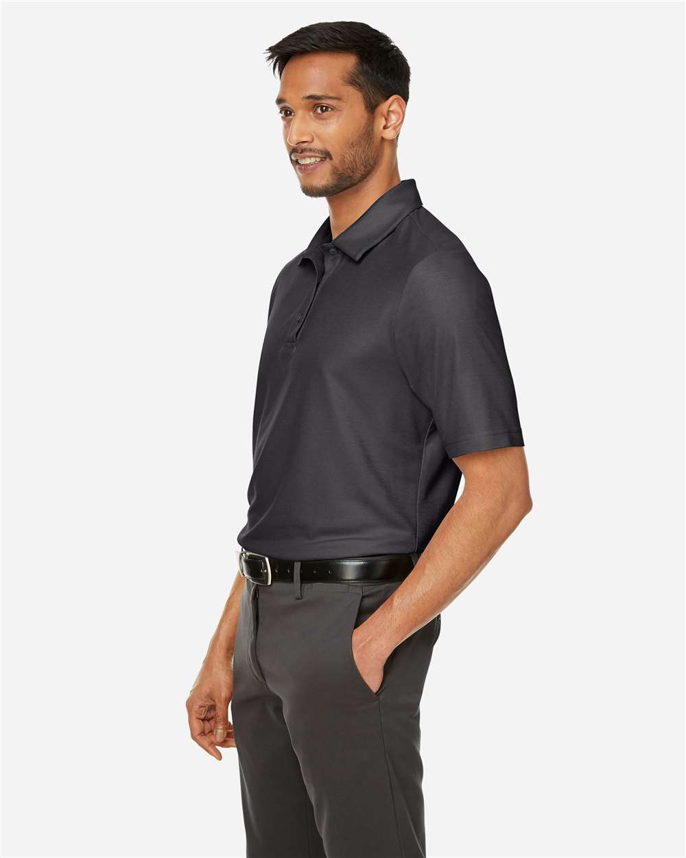 Men's Fusion ChromaSoft™ Pique Polo - OnModelSide - B275A7583 - Carbon