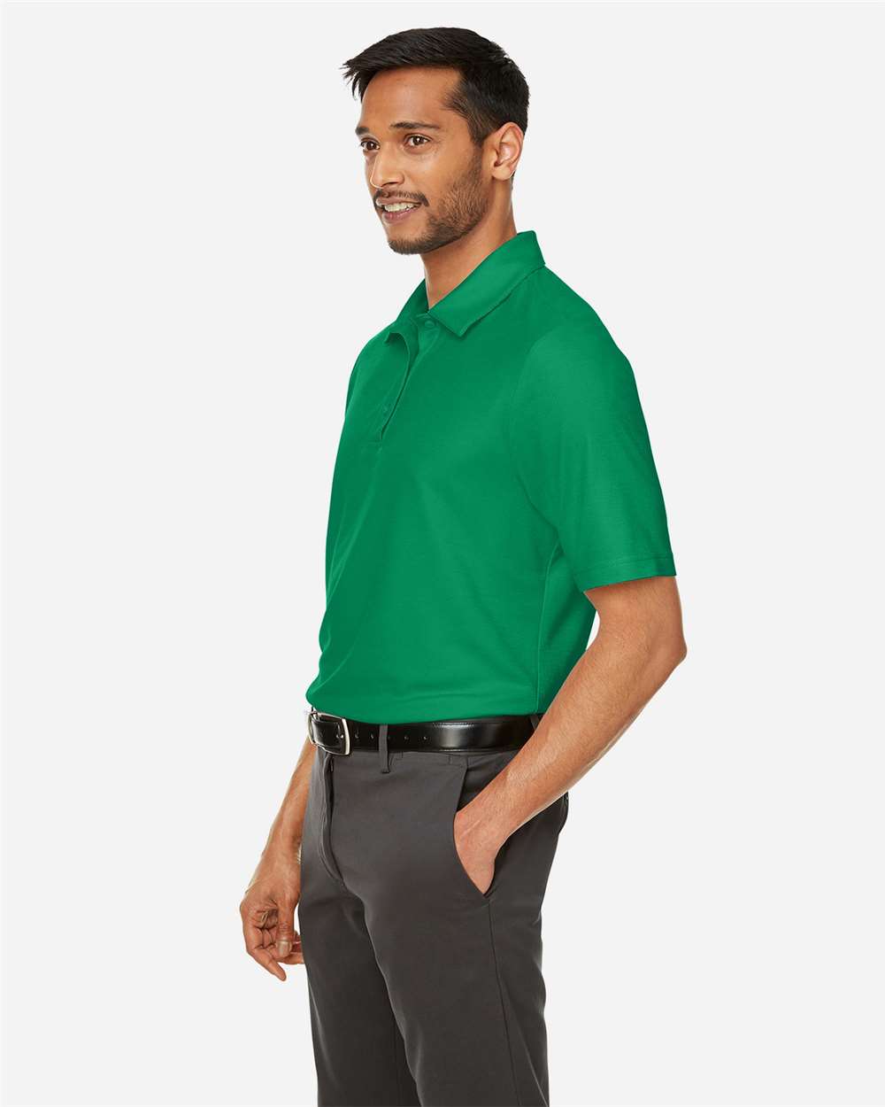 Men's Fusion ChromaSoft™ Pique Polo - OnModelSide - B275A7603 - Kelly Green