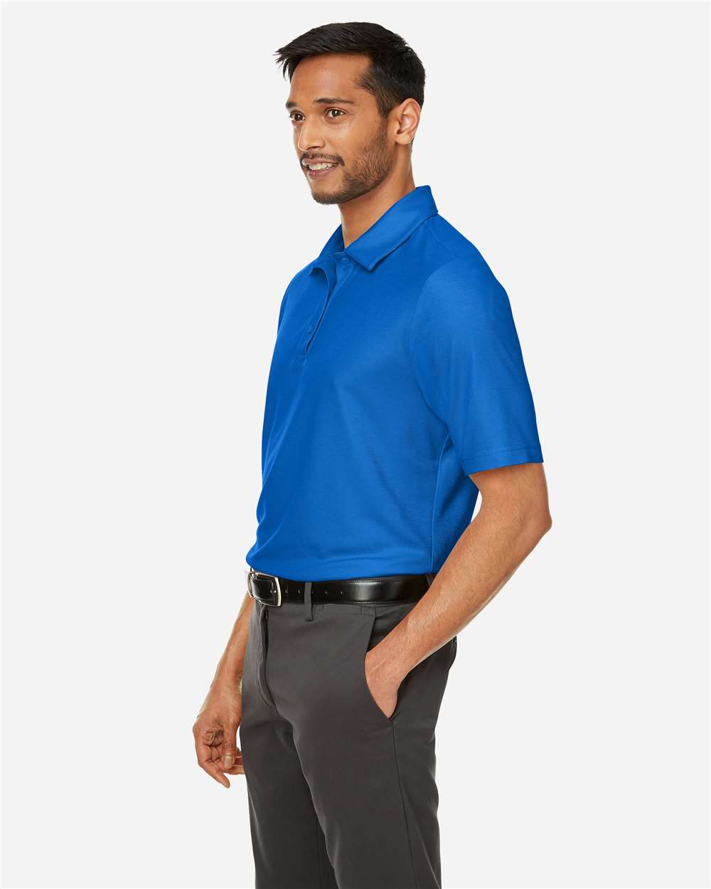 Men's Fusion ChromaSoft™ Pique Polo - OnModelSide - B275A7753 - True Royal
