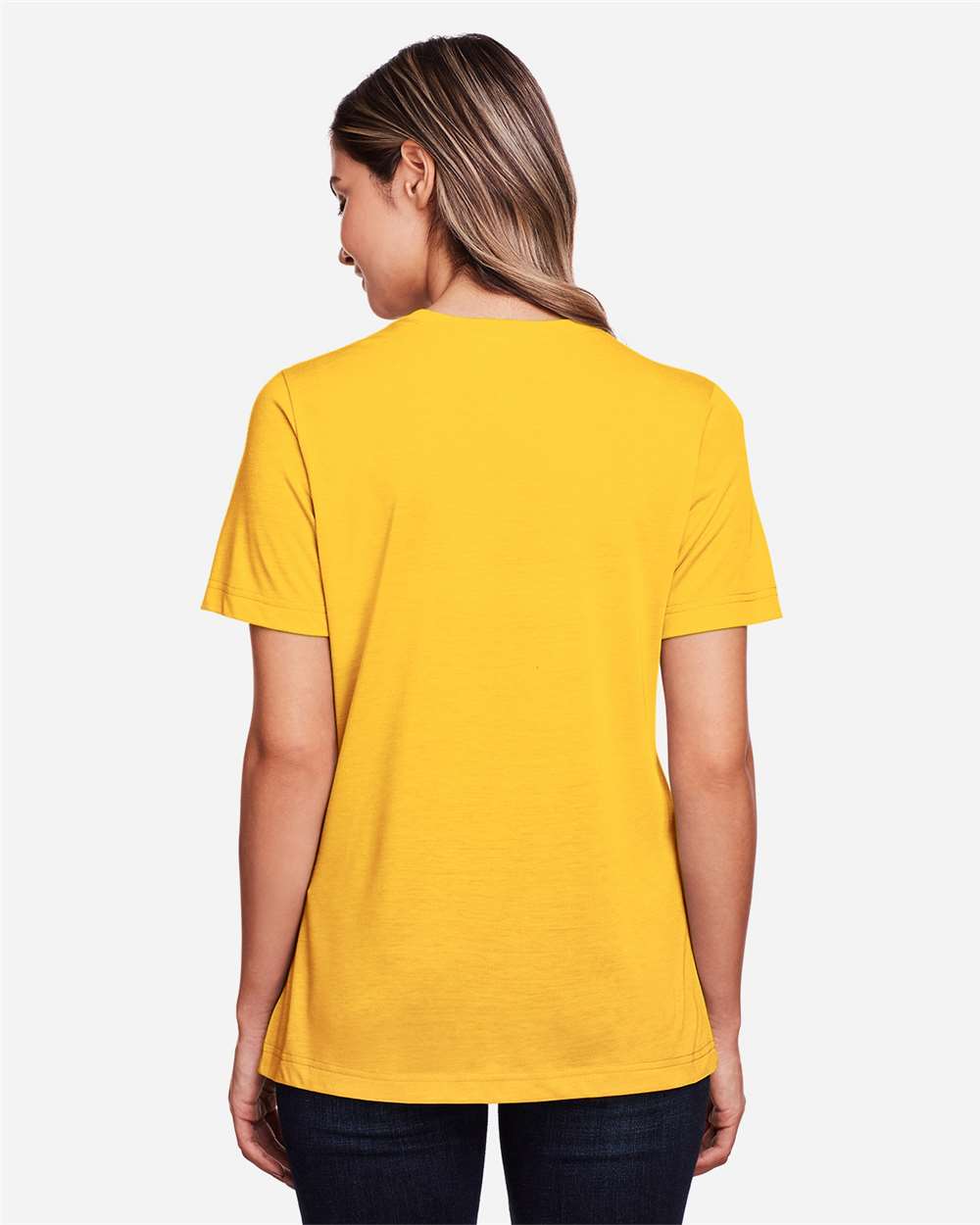 Women's Fusion ChromaSoft™ Performance T-Shirt - OnModelBack - B273A7122 - Campus Gold