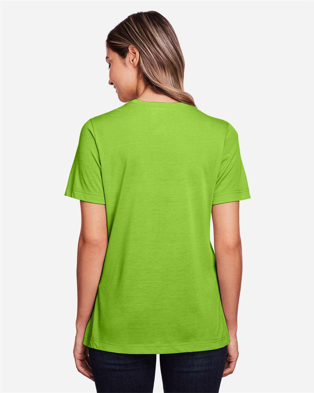 Women's Fusion ChromaSoft™ Performance T-Shirt - OnModelBack - B273A7172 - Acid Green