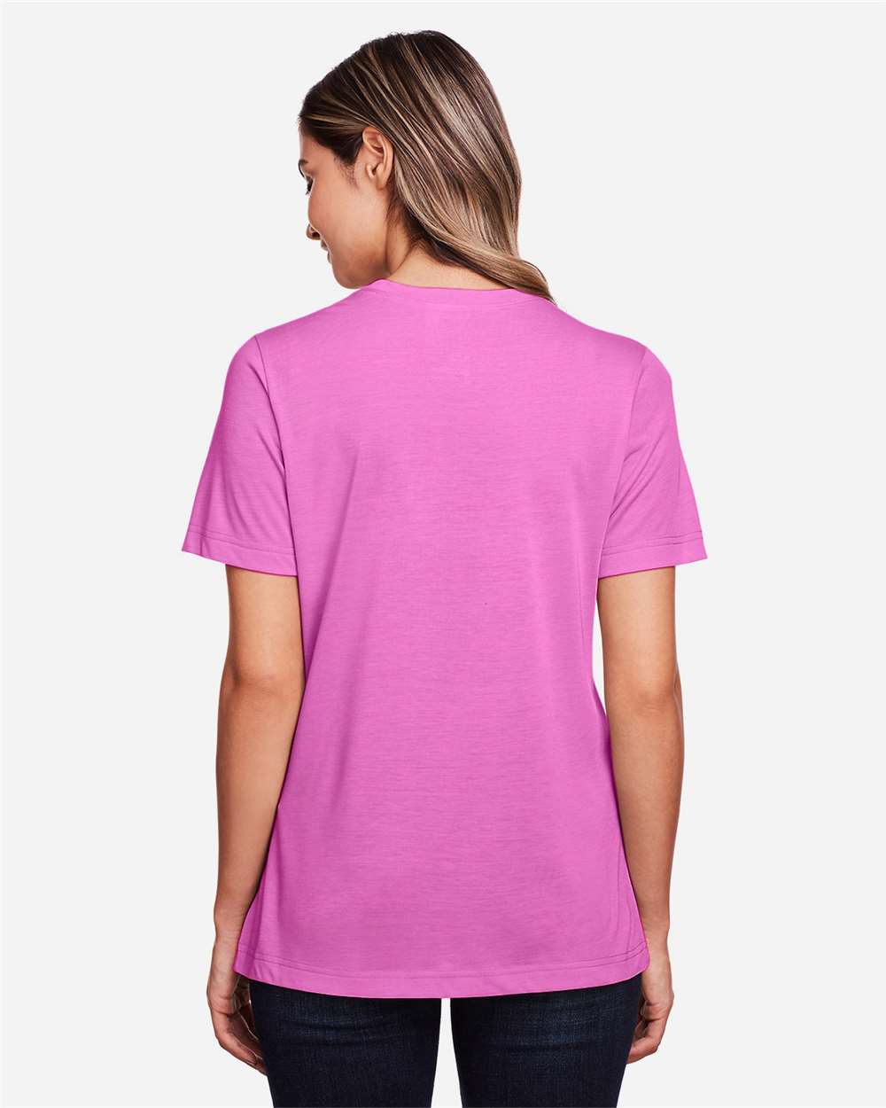 Women's Fusion ChromaSoft™ Performance T-Shirt - OnModelBack - B273A7302 - Charity Pink