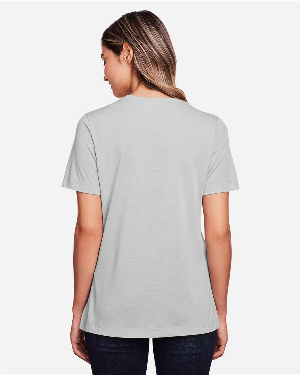 Women's Fusion ChromaSoft™ Performance T-Shirt - OnModelBack - B273A7352 - Platinum