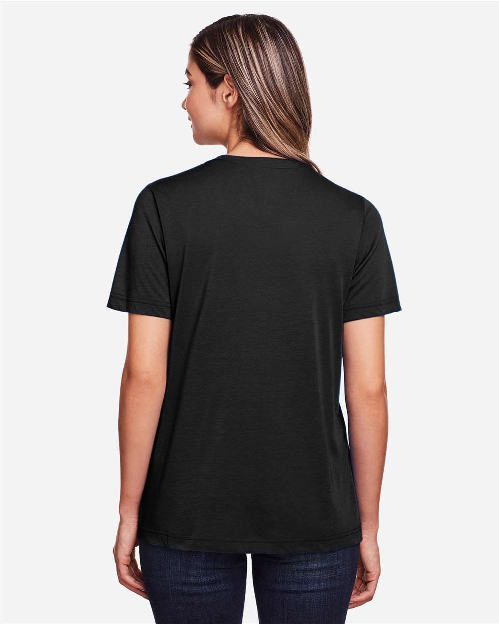 Women's Fusion ChromaSoft™ Performance T-Shirt - OnModelBack - B273A7502 - Black