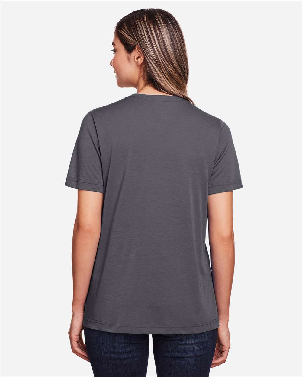 Women's Fusion ChromaSoft™ Performance T-Shirt - OnModelBack - B273A7582 - Carbon