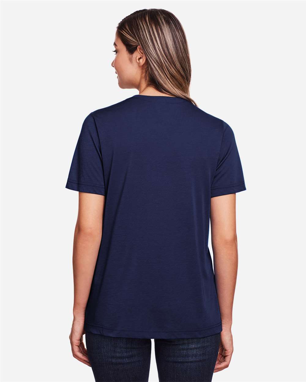 Women's Fusion ChromaSoft™ Performance T-Shirt - OnModelBack - B273A7652 - Classic Navy