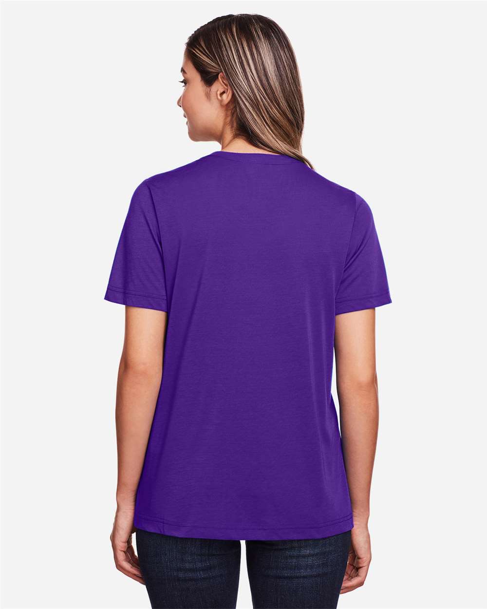 Women's Fusion ChromaSoft™ Performance T-Shirt - OnModelBack - B273A7672 - Campus Purple