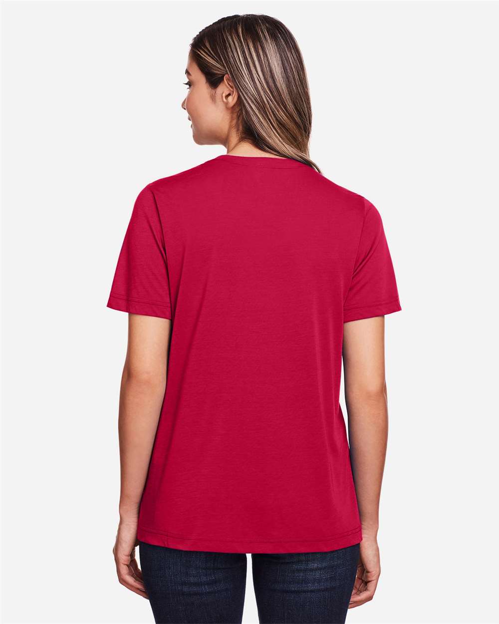 Women's Fusion ChromaSoft™ Performance T-Shirt - OnModelBack - B273A7702 - Classic Red